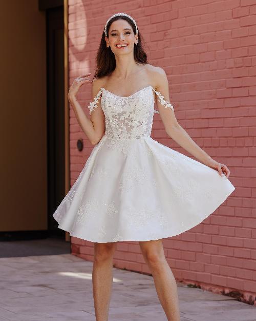 Aa2321 off the shoulder short wedding dress with pockets1